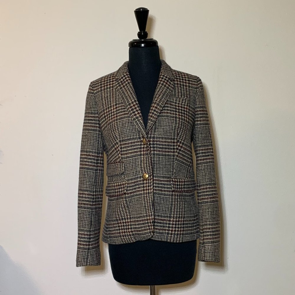 J. Crew Wool Houndstooth Schoolboy Blazer